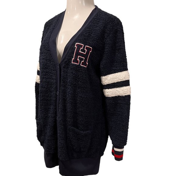 Tommy Hilfiger Preppy Long Cardigan, Navy, Red, White, L - Picture 2 of 9